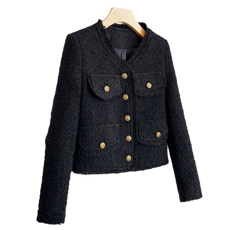 Pink Tweed Jacket spring / autumn /winter womens jacket coat classic ladies wild ladies bright wire braided tweed jacket 240806