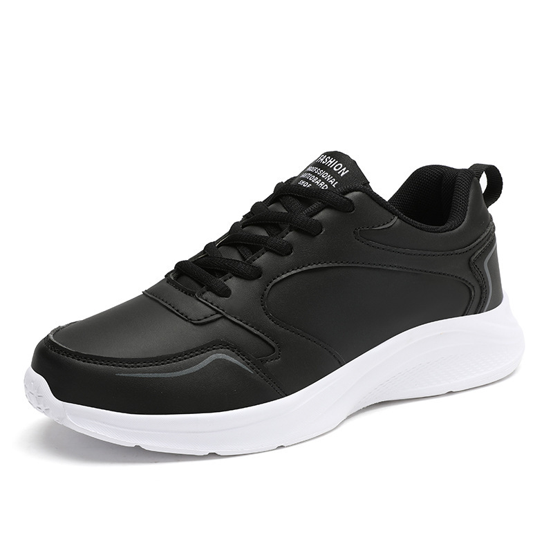 Autumn and winter leather outdoor running women's shoes, flat sports and leisure shoes, women's white shoes, oversized travel and driving sh