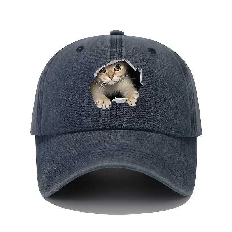 Cat Pattern Design for Four Seasons Leisure and Sports Sunshade Hat Fun Baseball Hat for Men and Women Outdoor Travel S260306