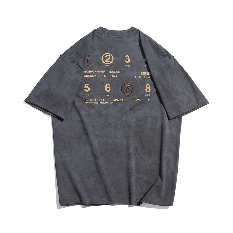 Men's short-sleeved T-shirt with letter print summer trendy brand plus size American style loose-fitting short sleeves, men's embroidered T-