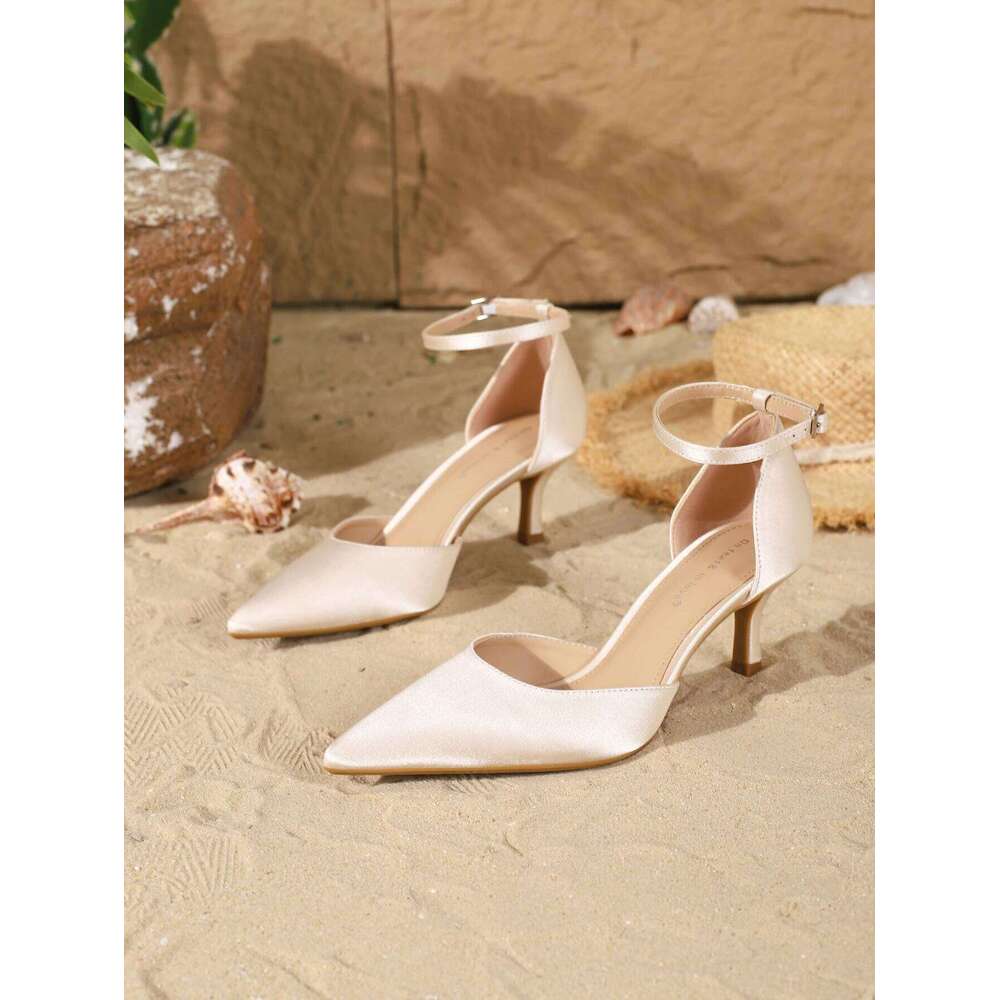 Women's Fashion Elegant Satin Pointed-Toe Stiletto Heels, Comfortable Simple and Versatile Thin High Heels