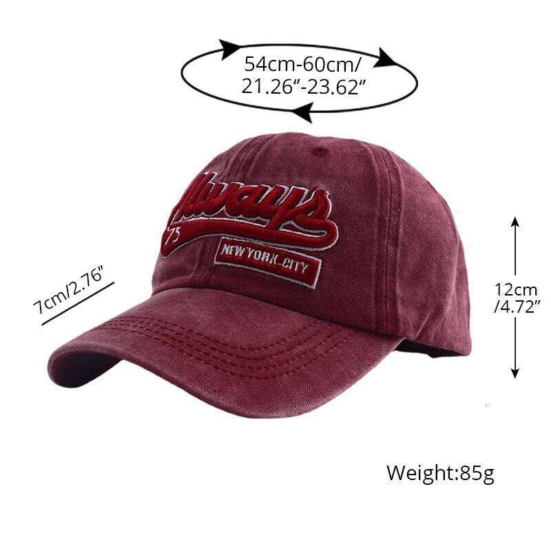 2025 New Unisex Washed Cotton Baseball Cap with ALWAYS Embroidery Snapback Hat Adjustable HipHop Sunshade Dad Hats for Women Men Y260304