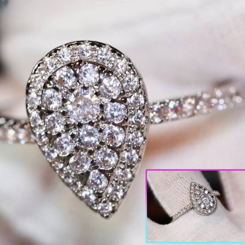 GRA Vvs Moissanite Solid Gold 925 Silver Diamond Ring with Emerald Radiant Oval Pear Cut for Engagement Women Men