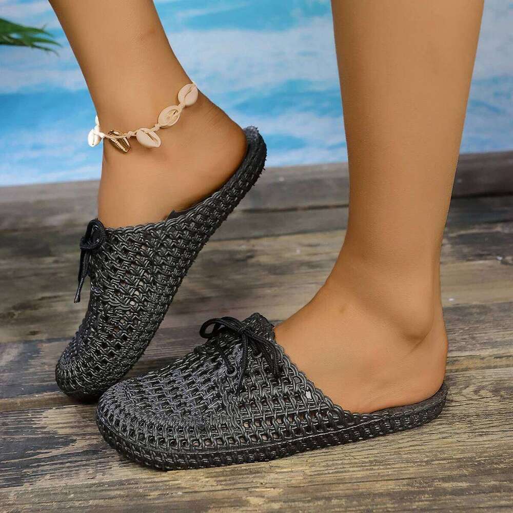 2025 Summer Fashion Women's Solid Color Features Trend Anti-slip Wear-Resistant Soled Flat Breathable Soft Ladies Sandals