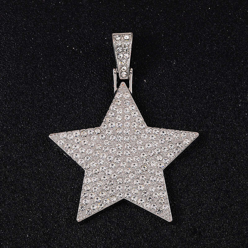 Cross-Border New Cuban Necklace Men's Set Five-Pointed Star Inlaid Diamond High-Quality Electroplated Alloy Jewelry Pendant Light Luxury