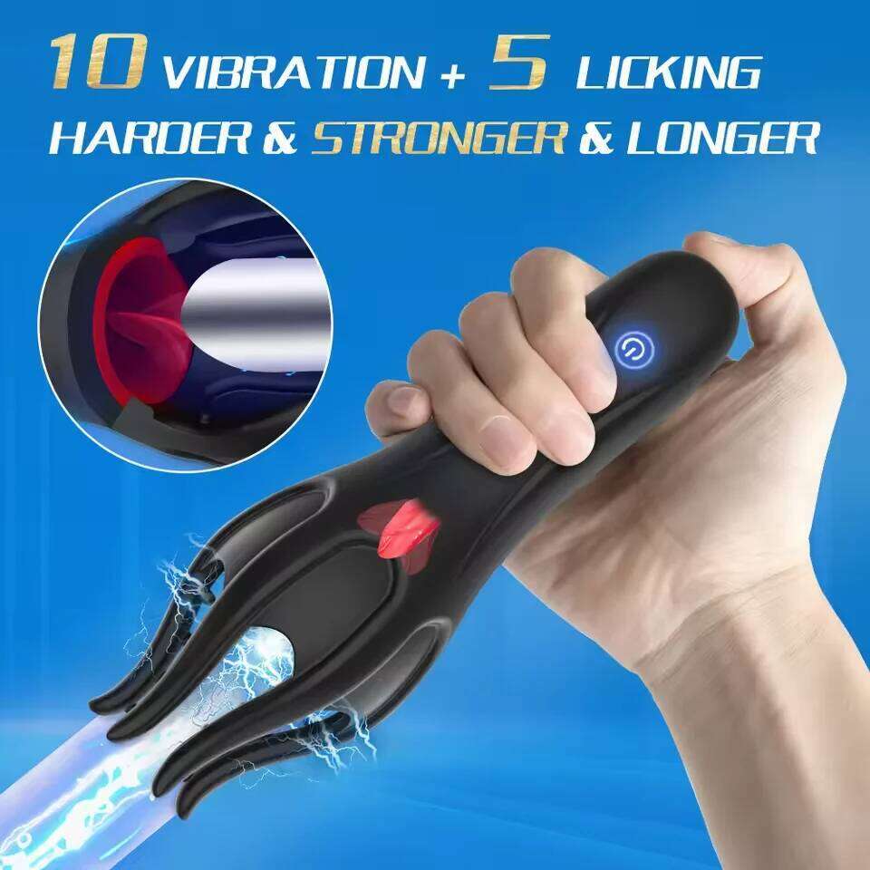 Glans Trainer Male Penis Massage Tongue Licking Stimulate Oral Vibrator Blowjob Delay Endurance Masturbator Sex Toys for Men 18+ W260305