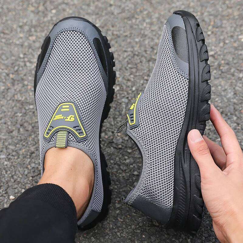 Outdoor Men's on Cool in Summer Mesh Anti Slip Walking Shoes Fashion Breathable Comfortable Black Sneakers for Men