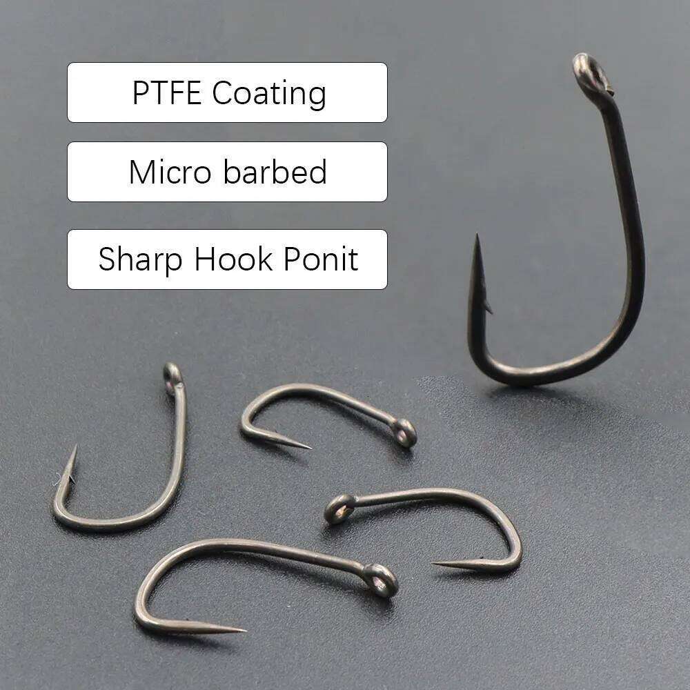 20pcs Carp Fishing Hooks With Micro Barbed High Carbon Steel PTFE Coating BNR Hook For Method Feeder Fish Accessories Tackle S260305