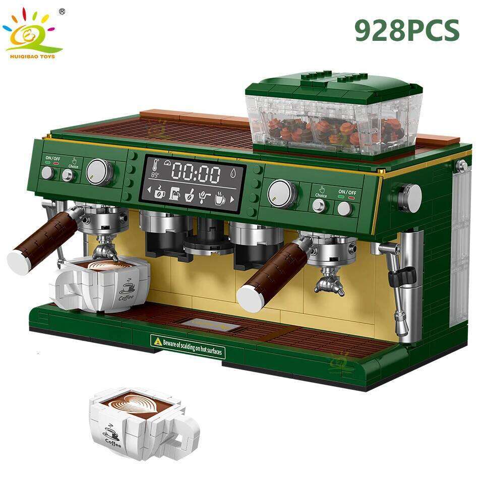 HUIQIBAO 928PCS MOC Coffee Machine Model Micro Building Blocks Mini Diamond City Friend Bricks Set Children Toys Kids Girl Game Z260306