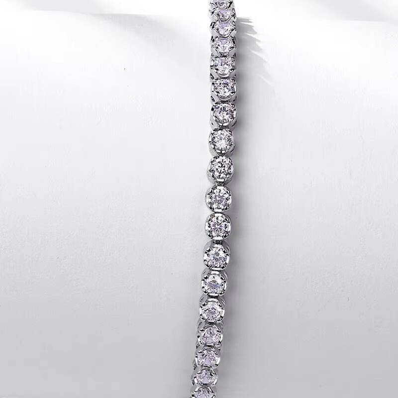 Fashion Unisex Jewelry 925 Sterling Silver White Gold Plated Chain Bracelet Charm Moissanite Tennis Bracelet for Women