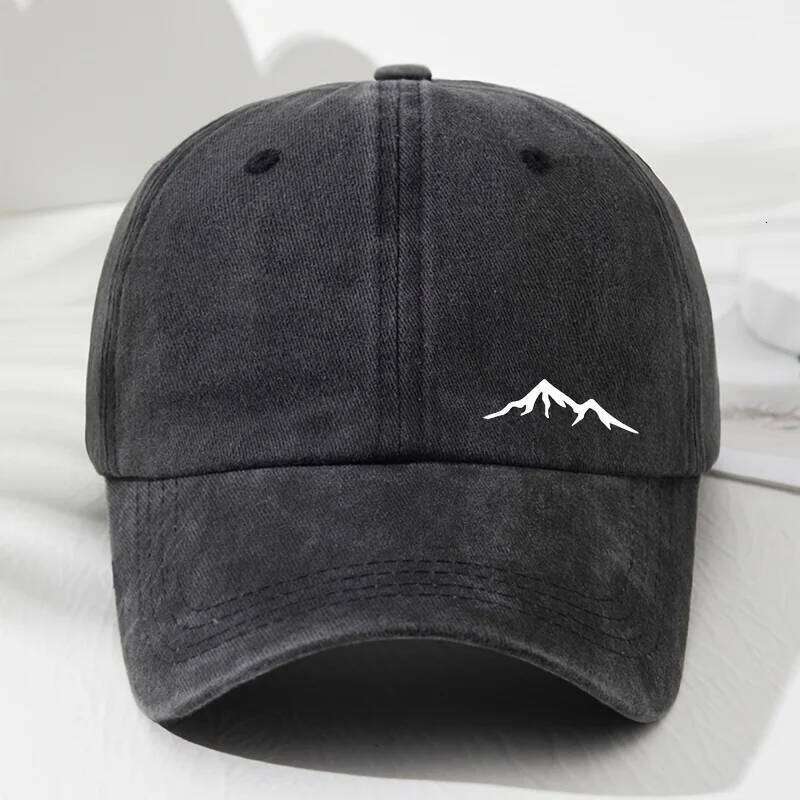 Mountain printed baseball caps men and women, suitable for outdoor travel, hiking, mountaineering, sun protection Y260304