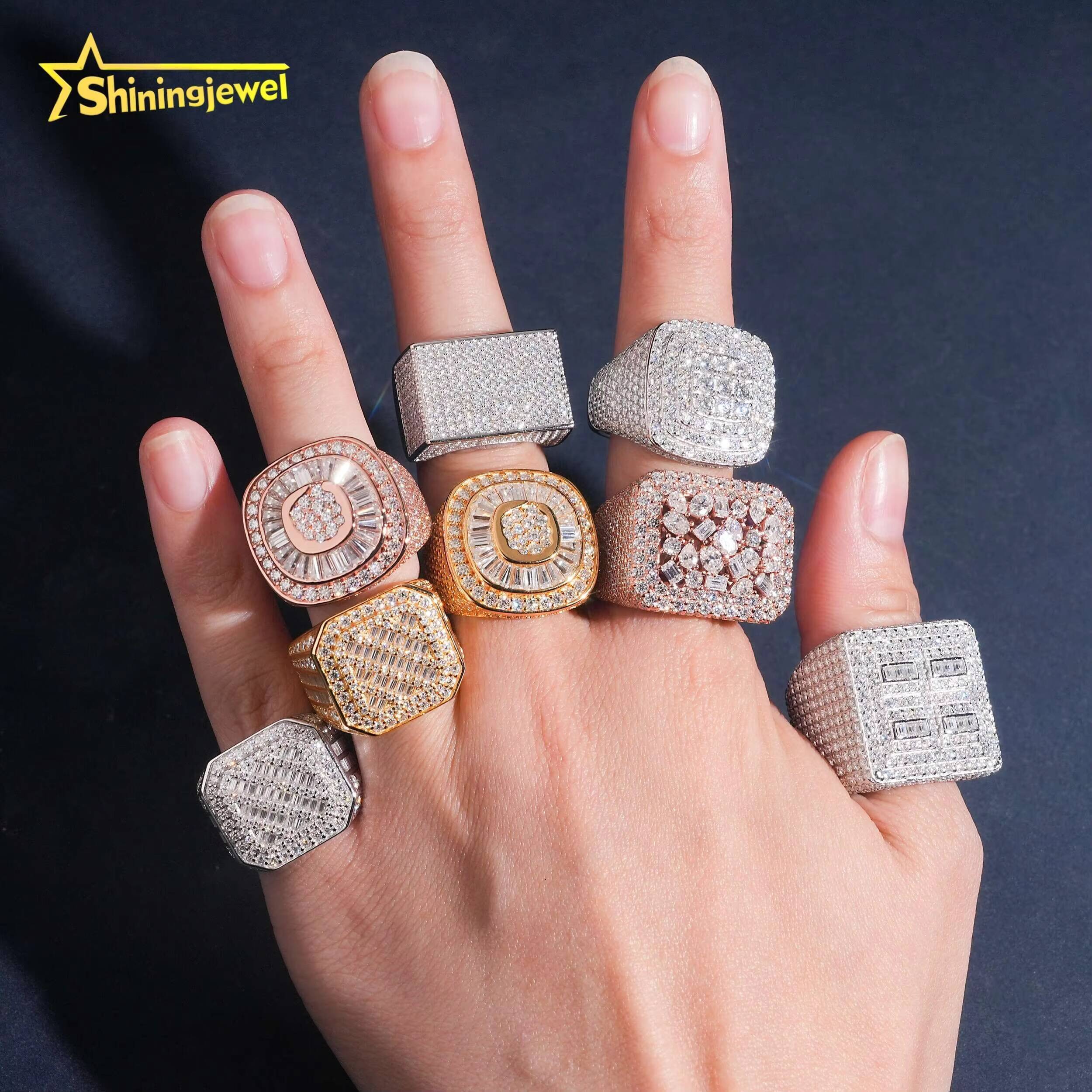 New Arrivals 925 Silver Iced Out Jewelry Pass Diamond Tester Luxury Hip Hop Men Moissanite Ring