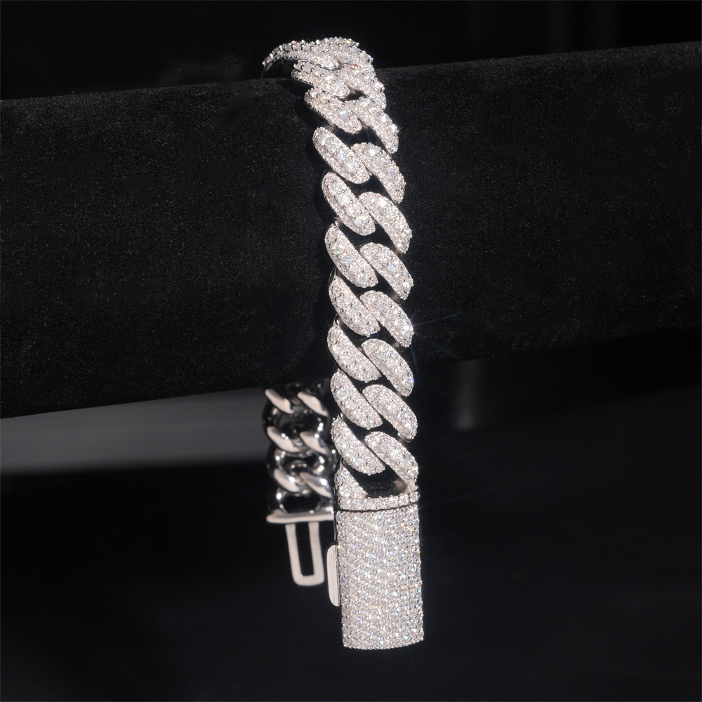 New high-quality layered 925 silver moissanite full-diamond 13mm hip-hop necklace jewelry