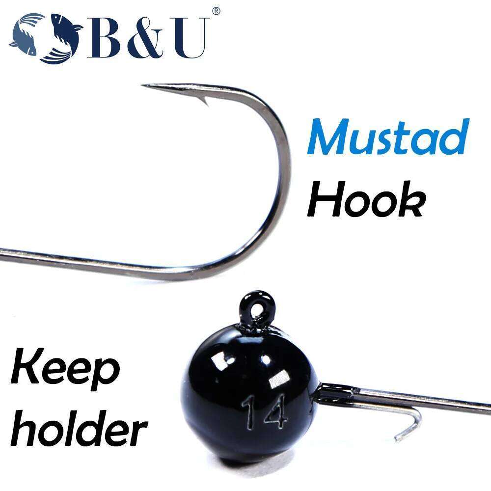 B&U Fishing Lure Jig Head Hook 5.3g 7.2g 10.5g 14g Tungsten Crank Hooks Pike Bass Swimbait Fishhooks Accessories S260305