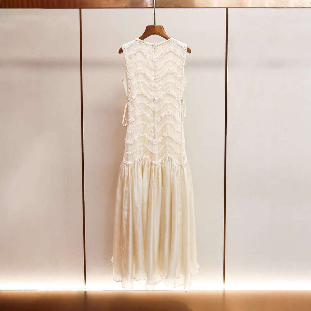 2026 high-end women's spring and A23 summer new French fairy style elegant patch mesh long sleeved dress