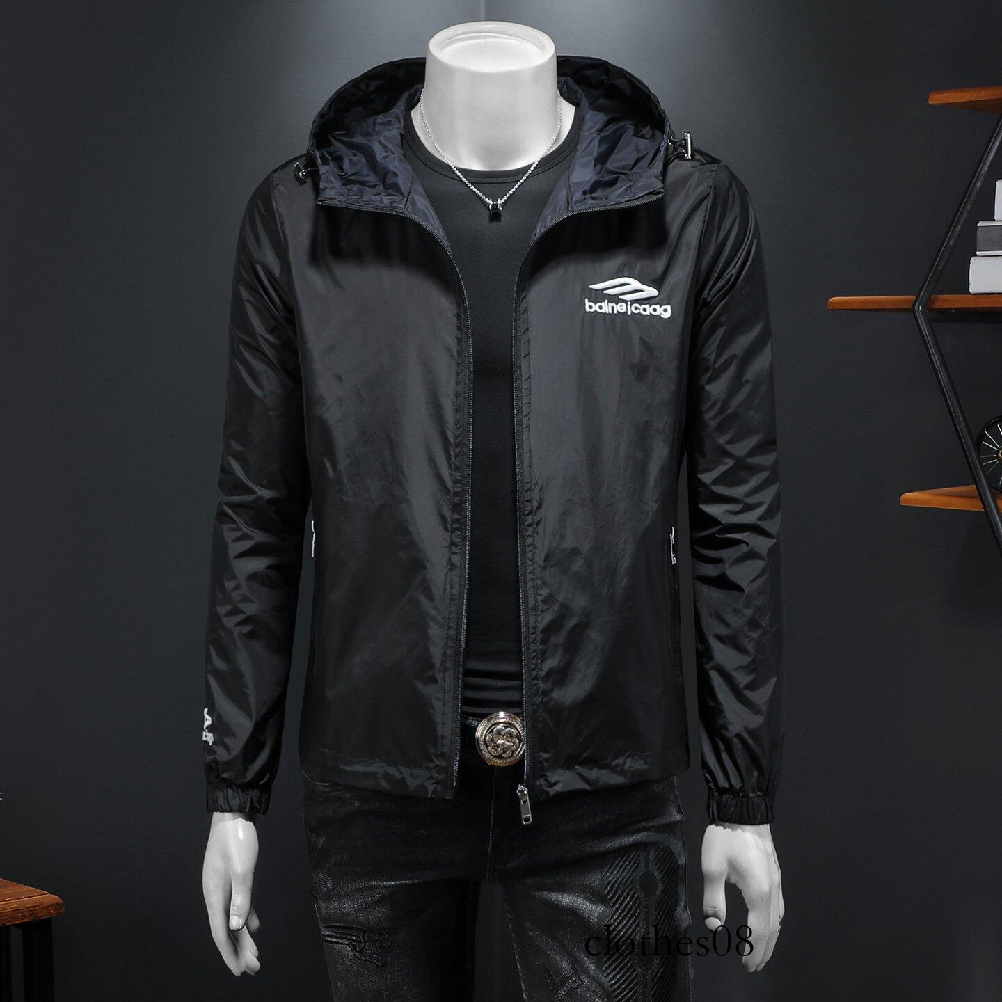 Reversible European Style 2026 Spring New Men's Hooded Embroidered Jacket High-Quality Casual Coat Trendy