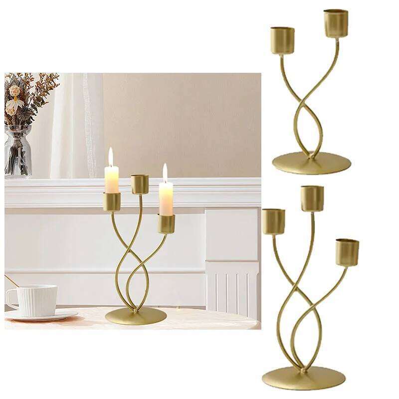 Modern Curved Iron Candle Holder Minimalist Art Design Home Decor, Ideal for Dining Table Living Room Party Settings XJ260305
