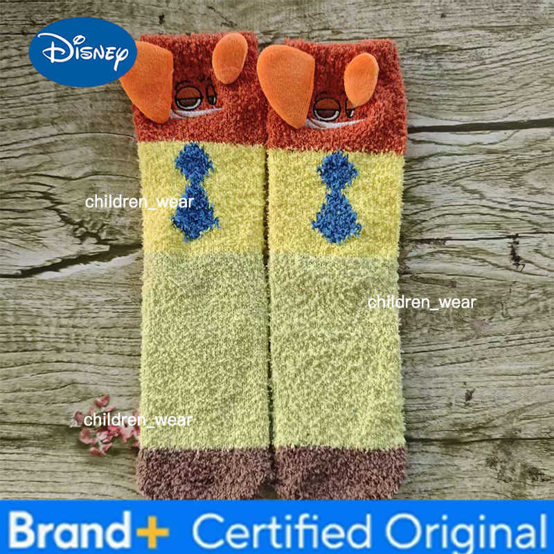Disney Anime Zootopia Judy Nick Coral Fleece Socks Cute Cartoon Home Warm Socks Middle Tube Socks Sleep Socks Christmas Halloween Gifts H260306