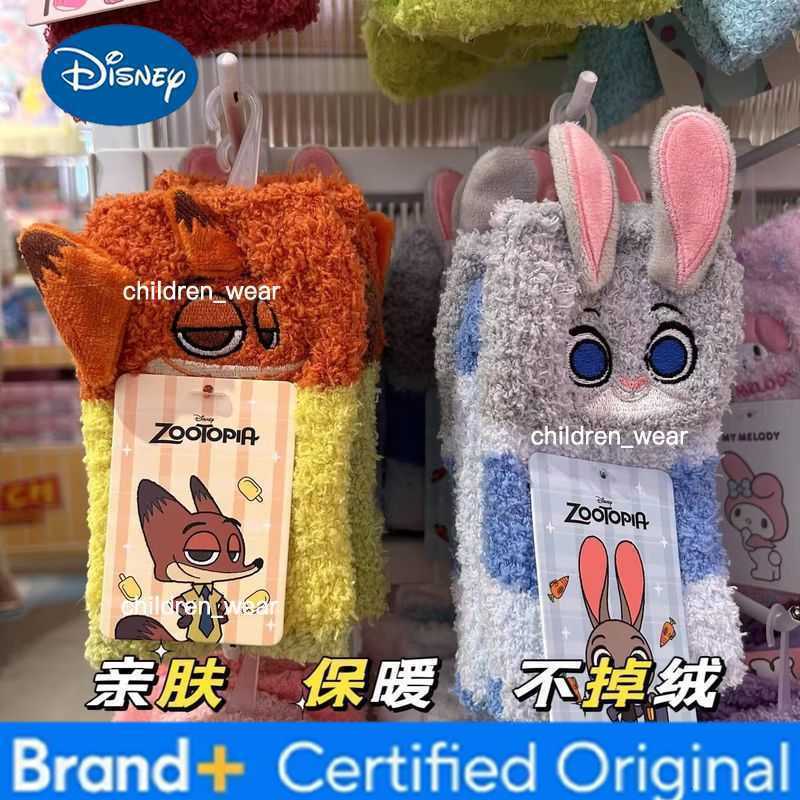 Disney Anime Stitch Angel Nick Wilde Judy Hopps Ugly Cute Coral Fleece Socks Warm Plush House Socks Winter Home Sleep Wear Gift H260306
