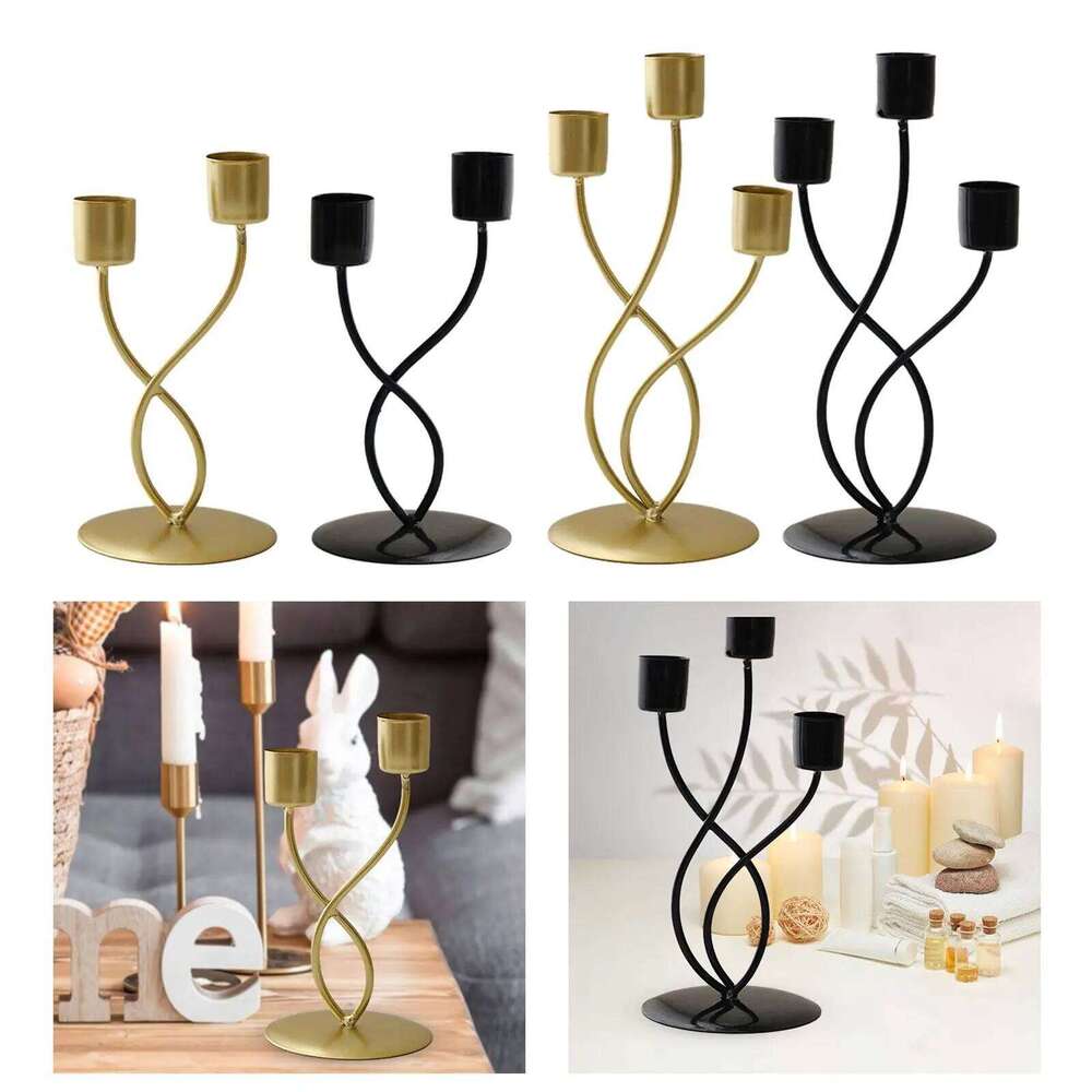 Metal Candle Elegant Vintage Candlestick Holder Table Centerpiece for Mantel Living Room Anniversary Festival Banquet XJ260305
