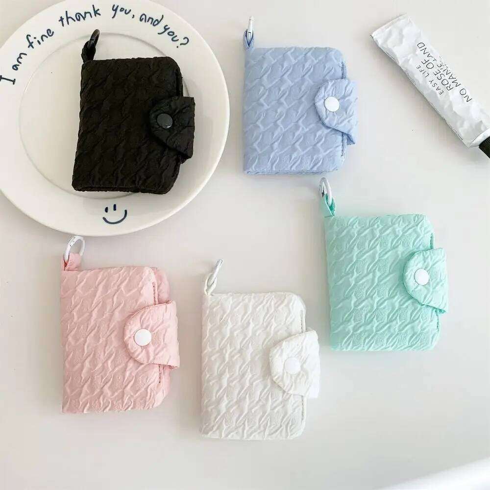 Canvas Candy Color Korean Style Zipper Mini Cash Wallet Coin Purse Bubble Cloth Envelope Wallets Outdoor C260304