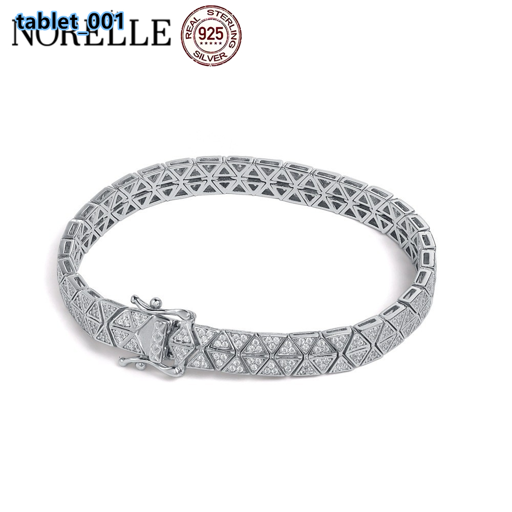Hot-Selling 925 Silver Platinum Plated Hip-Hop Bracelet for Women Men Fine Temperament Triangle Geometric Moissanite GRA