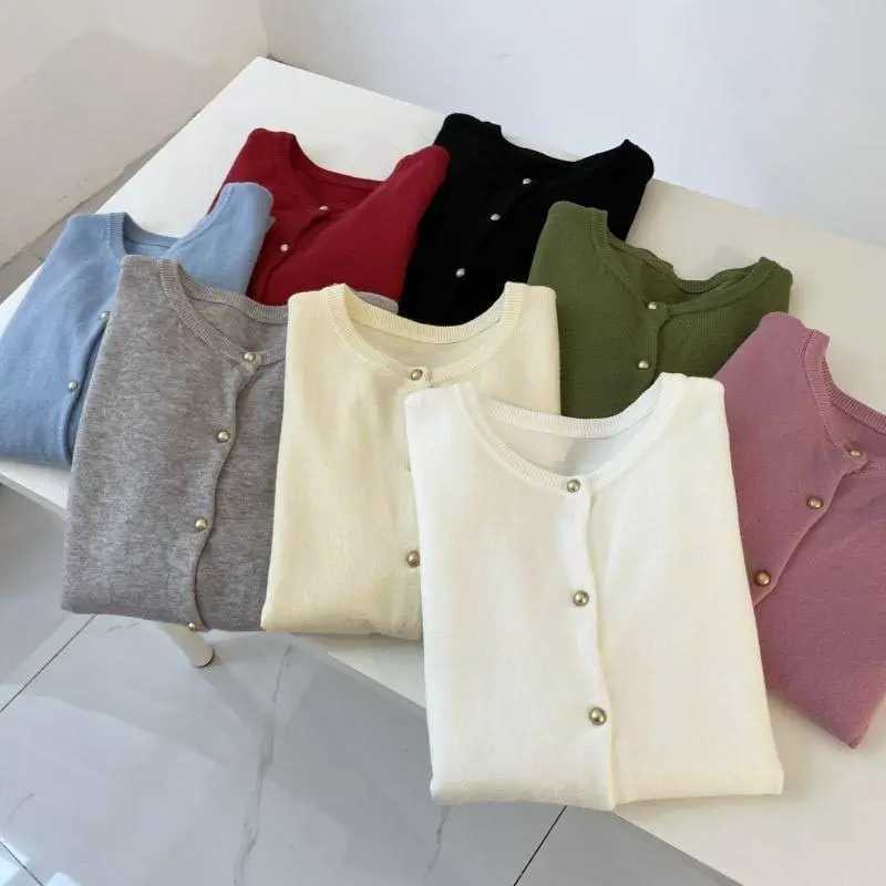 AOSSVIAO 2025 Autumn Winter Knitted Cardigan O-Neck Loose Solid Color Long Sleeve Sweater Korean Single Breasted Versatile Tops M260306