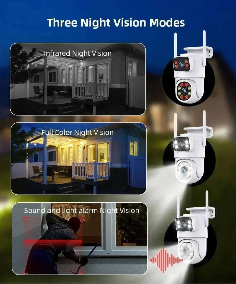 Tuya Wifi IP 8K with Alaxa Google assistant NVR Lens Camera PTZ Outdoor 4K Dual Screen Auto Tracking Night mod 26W0306
