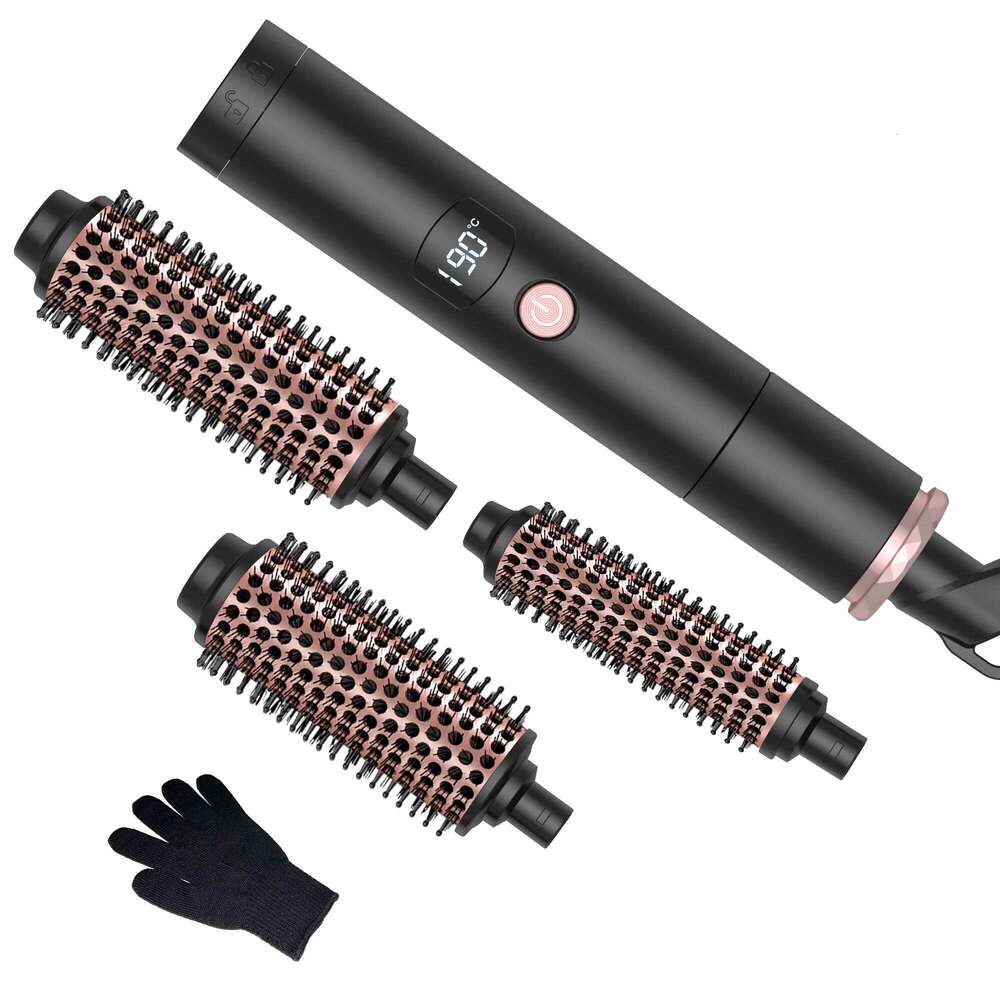 UKLISS in 1 Iron,Curling Wand Set with Brush and 3 Interchangeable Ceramic Curling Wand1.25"-1.75",Black 26Y0306