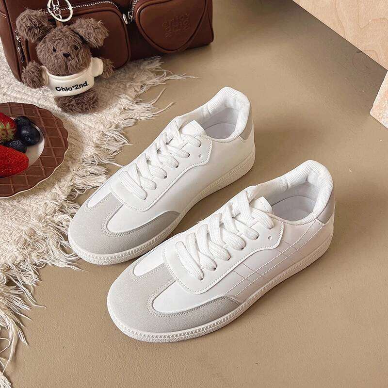 2025 Spring Casual Suede Sneakers Women Mixed Colors Leather Flats Lace Up Closure Ladies Comfortable Shoes Handmade