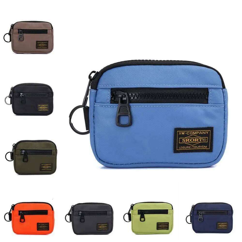 Portable Canvas Coin Purse Card Holder Oxford Cloth Short Wallet Lightweight Zipper Pouch Mini Earbuds Storage Bag C260304