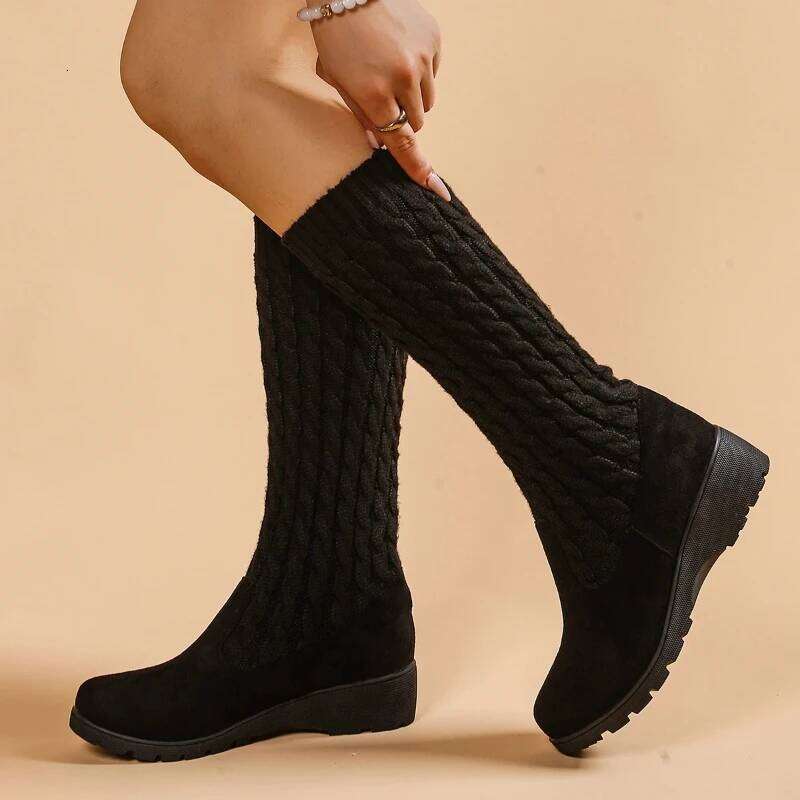 2025 Spring Autumn New Women's Knee length Fashion Sleeve style Retro Leisure High rise Socks and Boots