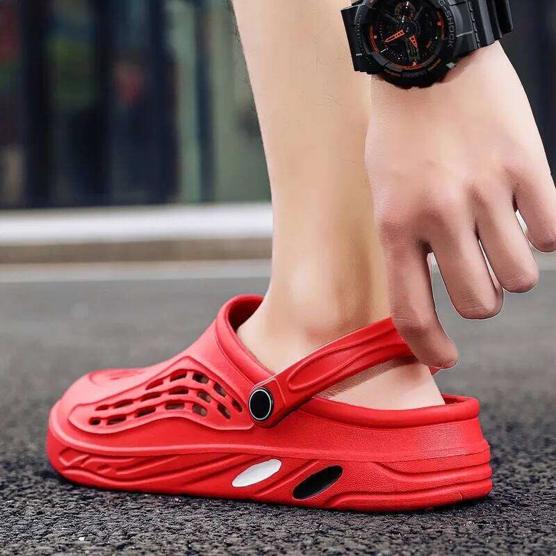 Litfun Fashion Men's Clogs Soft Sole Comfortable Hole Indoors Concise Flats Shoes Light Bathroom Men Slippers