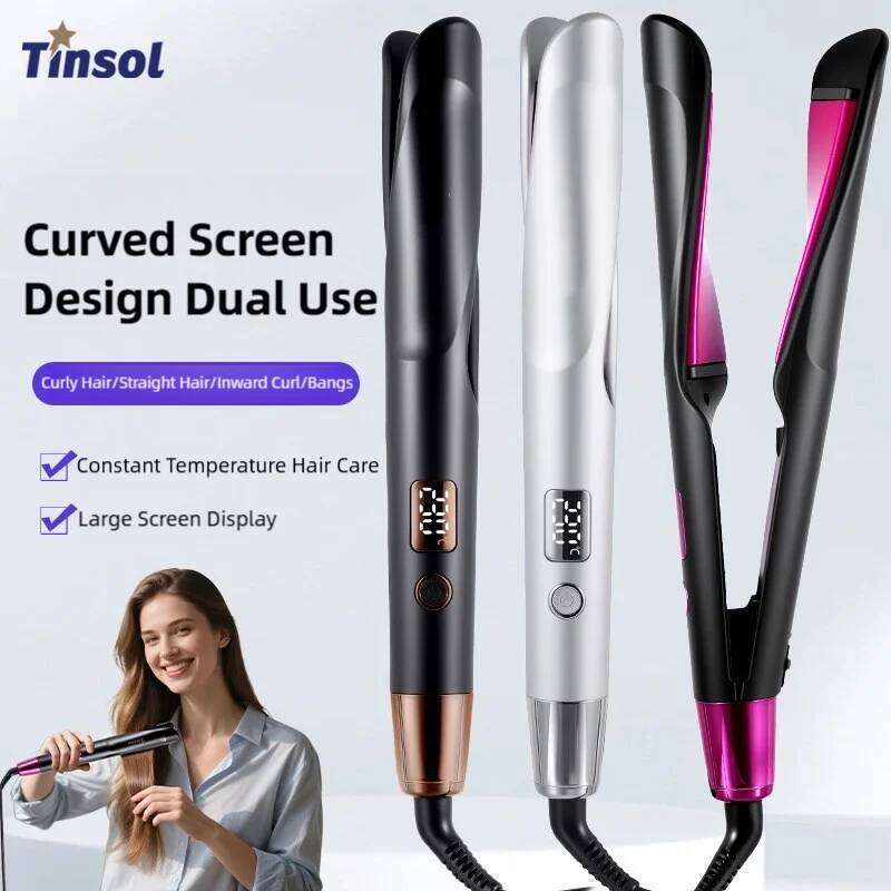 TINSOL New 2-in-1 & Straightener Multi-Function Hair Styling Tool Dual-Purpose Curling and Straightening Iron 26Y0306