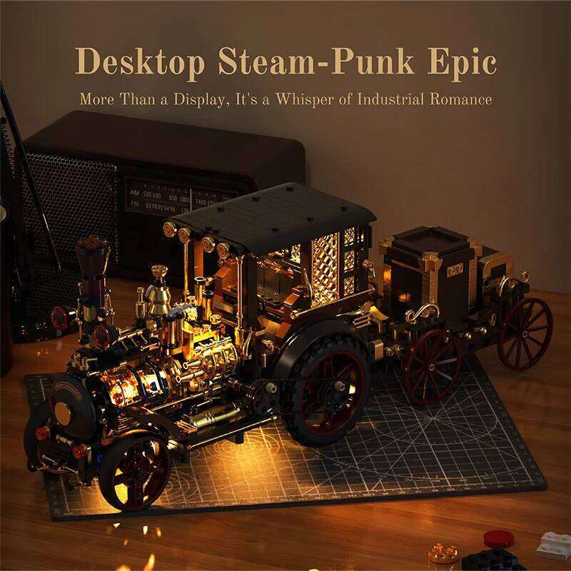 New Arrival MOC Retro Mechanical Steam Car 3D Construction Educational Building Blocks Set Toys Adults Kids Holiday Gifts Z260305
