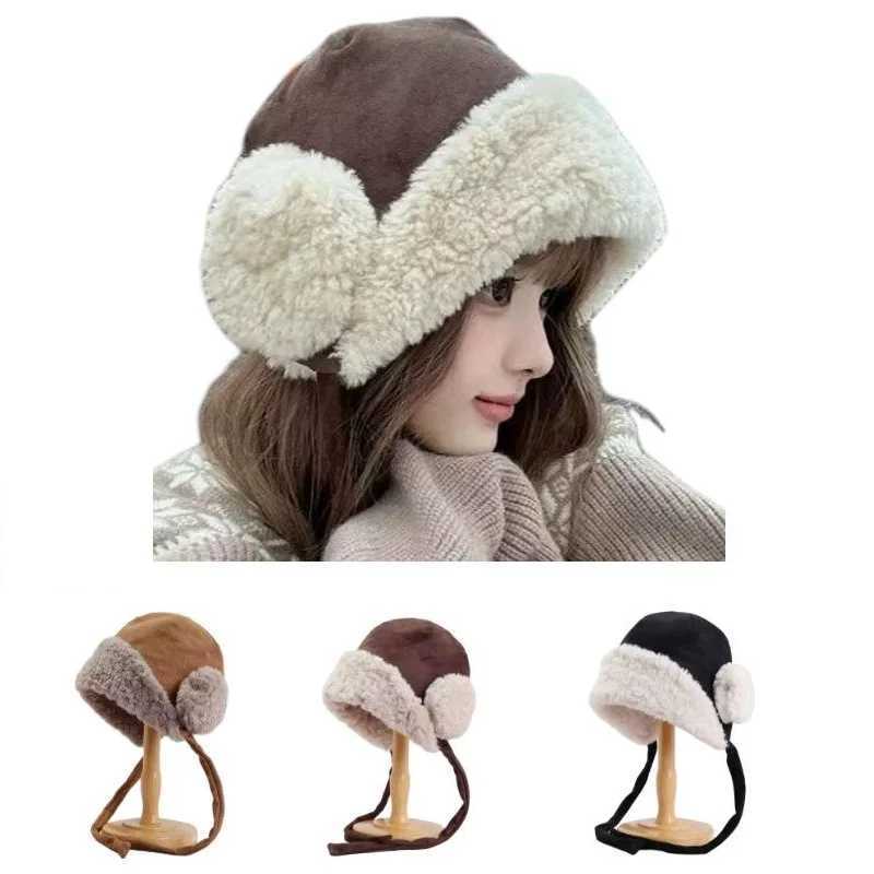 new korean style fisherman hat for women fashionable lace up autumn and winter warm fce lined ear protection hat pullover hat l251220