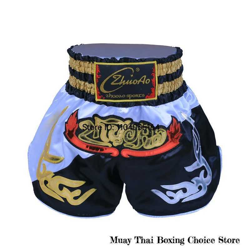 Thai Boxing Shorts Embroidery Muay Thai Shorts for Women Men Kids Silk Satin MMA Kickboxing Training Clothes Fight Pants Pink X260306