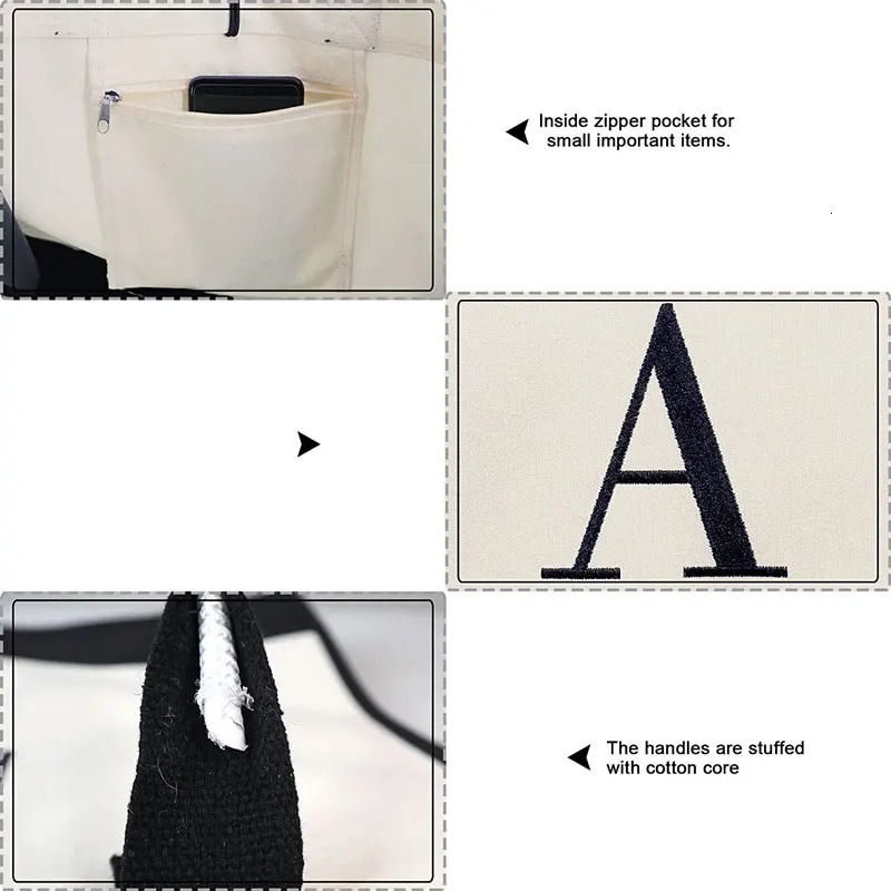 Tote Bag Fashion Canvas Totes Letters Flower Portable Beach Shoulder Shopping Casual Beach Bag Large Capacity Handbag Wholesale 260303