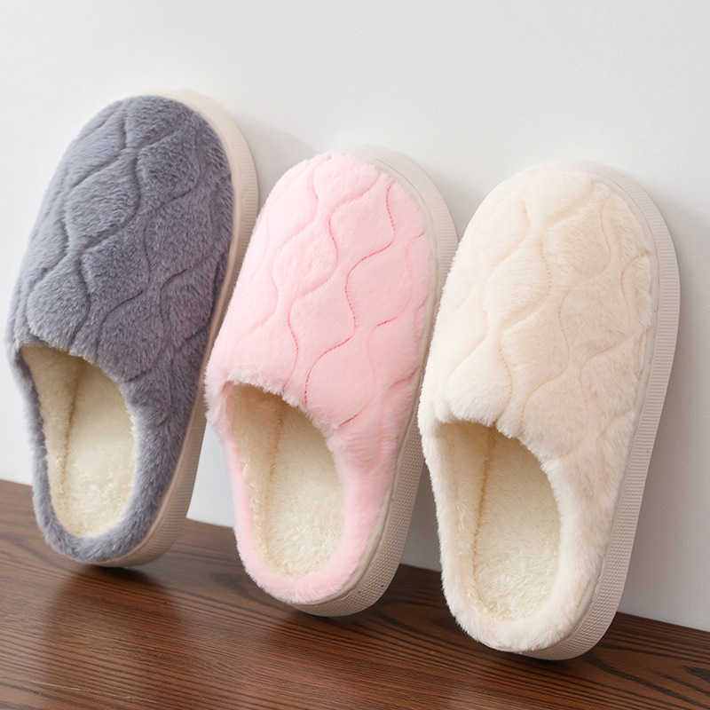Womens Cotton Slippers Autumn Winter 2025 New Simple Comfortable Indoor Home Warm Plush Couple Slippers Men Winter S260305