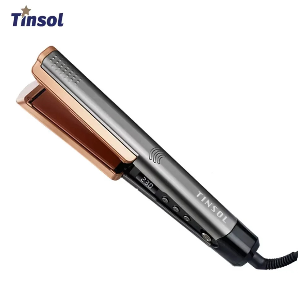 TINSOL Professional 2-in-1 Ceramic Hair Straightener Curl Ionizer with LCD Wide Panel Straightener Temperature Adjustable 260305