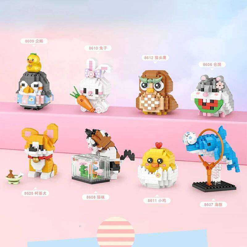 Cute Little Animals Mini Blocks DIY Animal World Owls and Dolphins Building Toys Kids Gifts Home Accessories Z260306