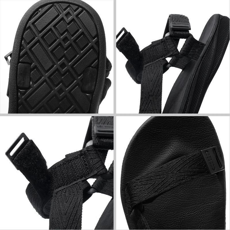 Black Mens Outdoor Casual Arch Support Sandals Anti-Slip Breathable Beach Holiday Sports Sandals for Summer Walking Size 40-45 260227