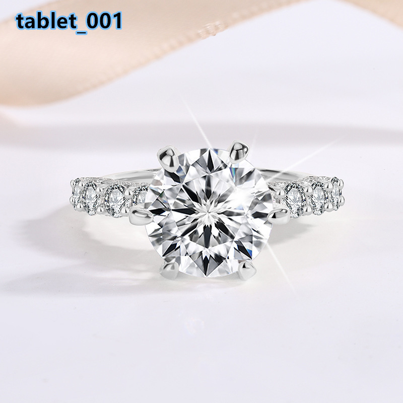 Luxury VVS 2ct 3ct 5ct Moissanite Diamond Wedding Ring for Women S925 Sterling Silver White Gold Plated with Gra Certificate