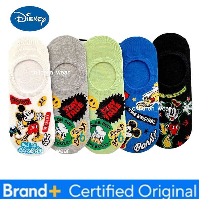 Disney 5 Pairs Summer Mickey Cartoon Women Socks Mickey Donald Cotton Socks Kawaii Invisible Non-slip Short Sock Harajuku Cute Socks H260306