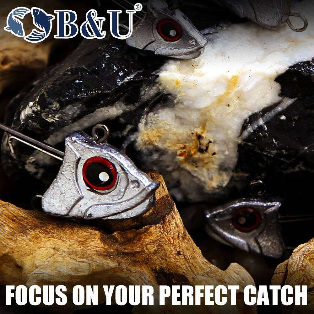 B&U Hook 3/0 4/0 With Red Eyes Crank Jig Head For Soft Lure Fishing Accessories Tackle Jigging Jigs Fishhook Y260305