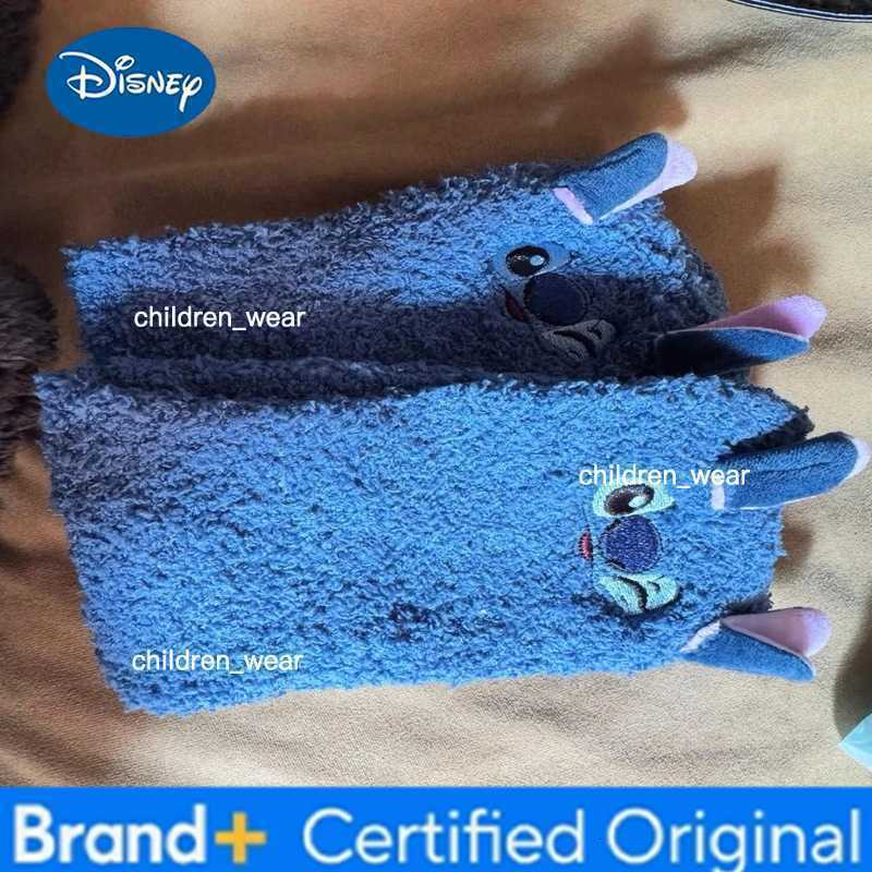 Disney Cute Stitch Cartoon Thermal Socks Coral Fleece Non Slip Floor Socks Cute Housewarming Present H260306