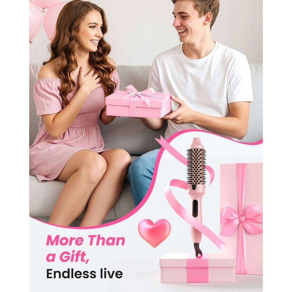 Ionic Thermal Brush Dual Voltage 6 Temperature Settings & LED Digital Display For Curling And Straightening Hot Air Styler 26Y0306