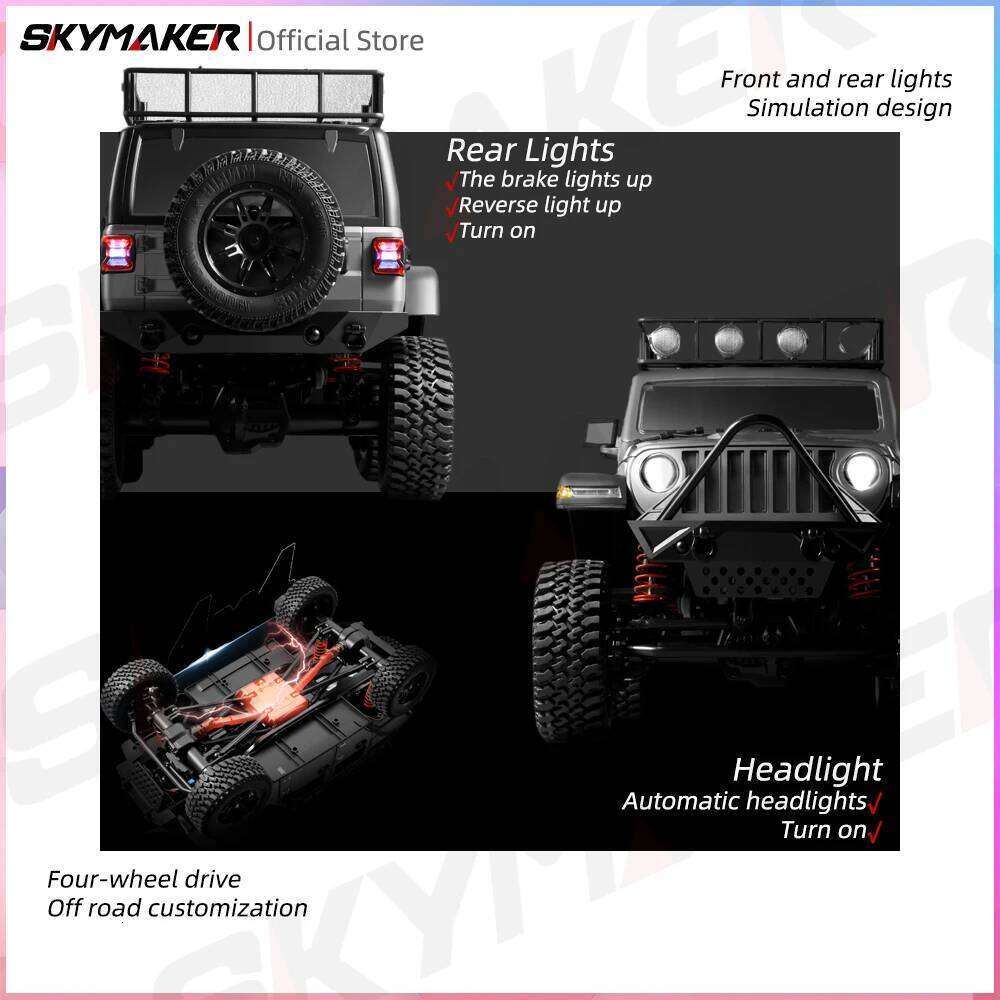 MN128 1/12 Jeep Model 2.4G Remote Control LED Light 4X4 Off Road 4WD Climbing RC Truck Electric Toy Car Gift for Boy C260305