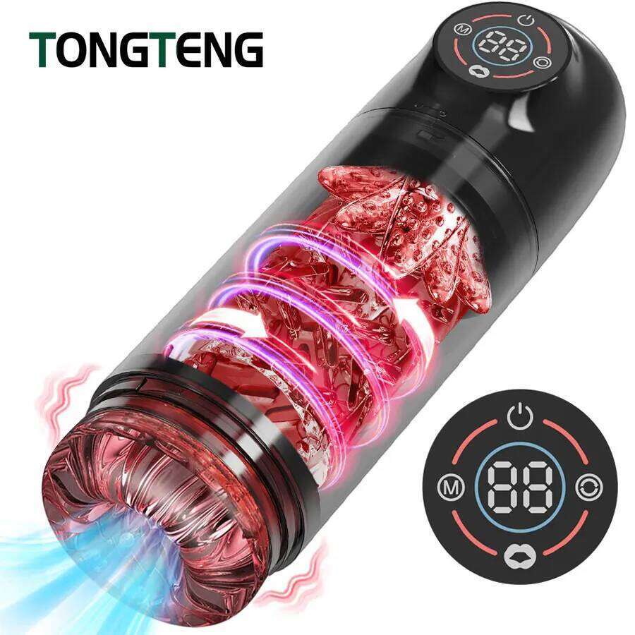 Automatic Male Masturbator Cup 7 Sucking Rotating Licking Modes Pocket Pussy Stroker Blowjob Penis Pump Sex Toys For Men W260305