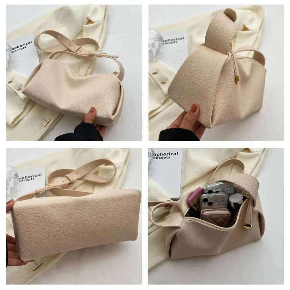 Large Capacity Lichee Pattern Crossbody Solid Color Pillow PU Dumpling Shopping Korean Style Shoulder Bag TIANOUDAISHU